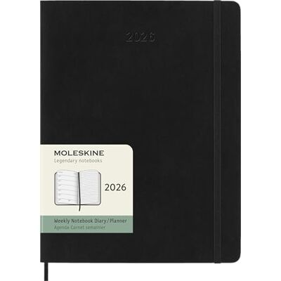 Moleskine Agenda Hebdomadaire, Agenda Hebdomadaire 2026 12 Mois Avec Espace Pour Notes, Avec Couverture Souple et Fermeture Élastique, Format XL 19x25, Couleur Noire - Publicité Moleskine Agenda Hebdomadaire, Agenda Hebdomadaire 2026 12 Mois Avec Espace Pour Notes, Avec Couverture Souple et Fermeture Élastique, Format XL 19x25, Couleur Noire - Publicité