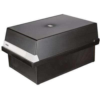 HAN 955-13, boîte à fiches A5 horiz., design innovant et attrayant, pour 1.300 fiches, couvercle amovible et étiquette d'indexation grand format, noir - Publicité HAN 955-13, boîte à fiches A5 horiz., design innovant et attrayant, pour 1.300 fiches, couvercle amovible et étiquette d'indexation grand format, noir - Publicité