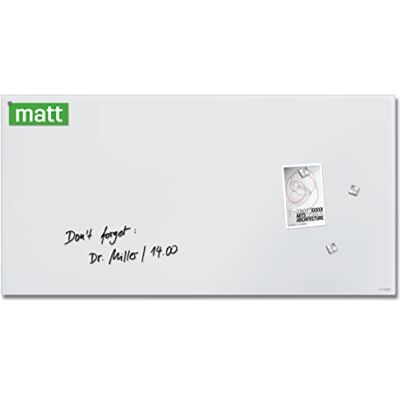 Sigel GL546 Tableau magnétique en verre premium, surface mate, 91 x 46 cm, verre de sécurité, montage facile, 3 aimants néodyme inclus, super blanc Artverum - Publicité Sigel GL546 Tableau magnétique en verre premium, surface mate, 91 x 46 cm, verre de sécurité, montage facile, 3 aimants néodyme inclus, super blanc Artverum - Publicité