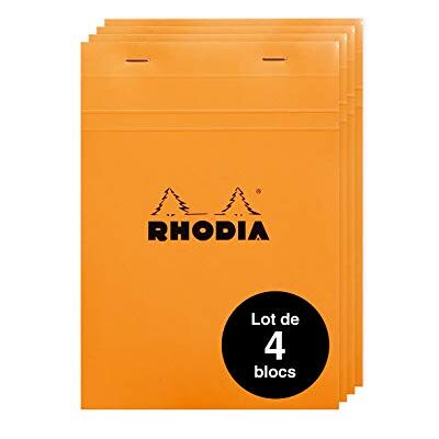 Rhodia 16200Amzc Lot de 4 Bloc Agrafés N°16 Orange A5 Petits Carreaux - Publicité Rhodia 16200Amzc Lot de 4 Bloc Agrafés N°16 Orange A5 Petits Carreaux - Publicité