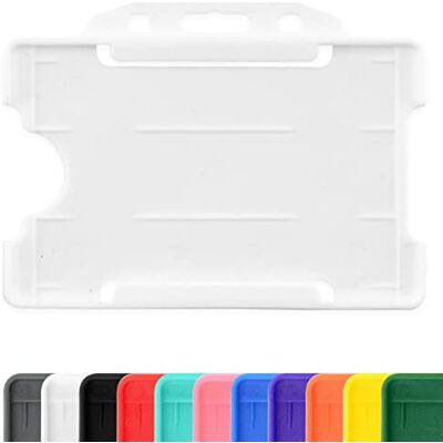 CKB LTD Lot de 10 Porte-badges en plastique rigide à glisser sur une face ouverte pour carte d'identité badge horizontal ou paysage, peut contenir une carte de crédit CR80 86 mm 54 mm Blanc - Publicité CKB LTD Lot de 10 Porte-badges en plastique rigide à glisser sur une face ouverte pour carte d'identité badge horizontal ou paysage, peut contenir une carte de crédit CR80 86 mm 54 mm Blanc - Publicité