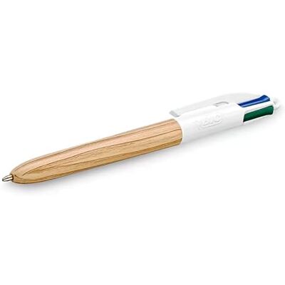 BIC 1 Stylo à Bille 4 Couleurs Classiques Avec Corps Effet Bois Collection Wood Corps Bois Naturel - Publicité BIC 1 Stylo à Bille 4 Couleurs Classiques Avec Corps Effet Bois Collection Wood Corps Bois Naturel - Publicité
