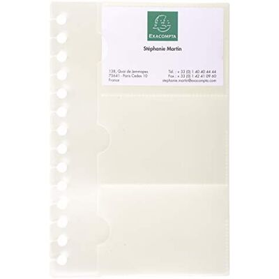Exacompta Réf. 85034E Paquet de 10 recharges pochettes détachables pour porte-cartes de visite amovible à anneaux Exacard (réf 75034E) capacité 60 cartes dimensions 19 x 12,5 cm - Publicité Exacompta Réf. 85034E Paquet de 10 recharges pochettes détachables pour porte-cartes de visite amovible à anneaux Exacard (réf 75034E) capacité 60 cartes dimensions 19 x 12,5 cm - Publicité