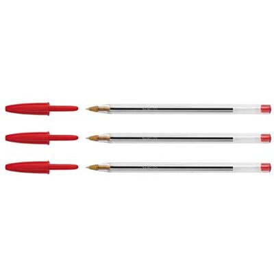 BIC Lot de 3 Stylos bille CRISTAL Rechargeable Pointe Moyenne Rouge - Publicité BIC Lot de 3 Stylos bille CRISTAL Rechargeable Pointe Moyenne Rouge - Publicité