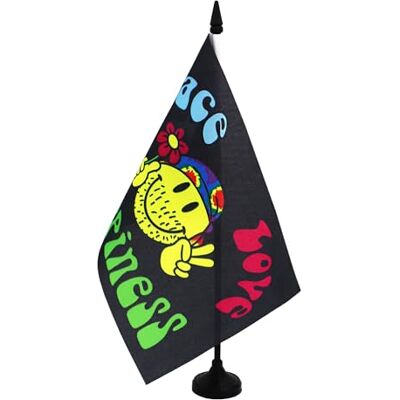 AZ FLAG Drapeau De Table Arc-en-Ciel Peace Love and Happiness 21x14 cm Petit Drapeau Gay De Bureau 100% Polyester Avec Hampe De 25cm Et Socle En Plastique Noir - Publicité AZ FLAG Drapeau De Table Arc-en-Ciel Peace Love and Happiness 21x14 cm Petit Drapeau Gay De Bureau 100% Polyester Avec Hampe De 25cm Et Socle En Plastique Noir - Publicité