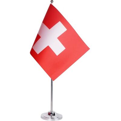 AZ FLAG Drapeau De Table Suisse Prestige Drapeau Helvétique De Bureau En Satin Avec Hampe De 30cm Et Socle En Métal 22x15 cm - Publicité AZ FLAG Drapeau De Table Suisse Prestige Drapeau Helvétique De Bureau En Satin Avec Hampe De 30cm Et Socle En Métal 22x15 cm - Publicité