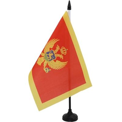 AZ FLAG Drapeau De Table Monténégro 21x14 cm Petit Drapeau Monténégrin De Bureau 100% Polyester Avec Hampe De 25cm Et Socle En Plastique Noir - Publicité AZ FLAG Drapeau De Table Monténégro 21x14 cm Petit Drapeau Monténégrin De Bureau 100% Polyester Avec Hampe De 25cm Et Socle En Plastique Noir - Publicité