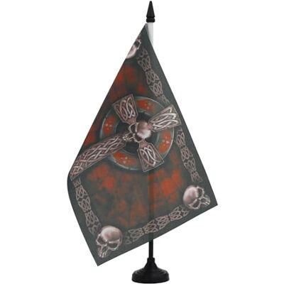 AZ FLAG Drapeau De Table Tête de mort avec Croix chrétienne 21x14 cm Petit Drapeau Pirate De Bureau 100% Polyester Avec Hampe De 25cm Et Socle En Plastique Noir - Publicité AZ FLAG Drapeau De Table Tête de mort avec Croix chrétienne 21x14 cm Petit Drapeau Pirate De Bureau 100% Polyester Avec Hampe De 25cm Et Socle En Plastique Noir - Publicité