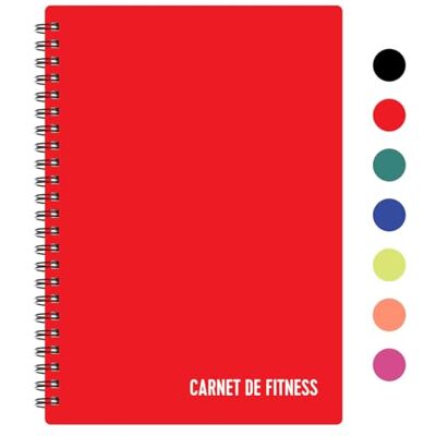 FL FITNESS LOGBOOK Carnet de fitness avec couverture en plastique rouge — non daté — format A5, papier épais, reliure solide — élégant et minimaliste - Publicité FL FITNESS LOGBOOK Carnet de fitness avec couverture en plastique rouge — non daté — format A5, papier épais, reliure solide — élégant et minimaliste - Publicité