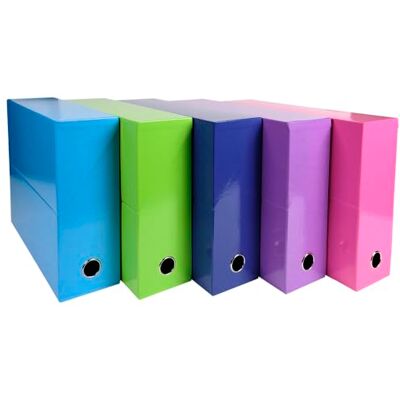 Exacompta Réf. 89929E Lot de 5 boîtes transfert Iderama en papier teinté dans la masse Dos 90 mm Œillet en métal Pour format A4 Dim 25,5 x 34 x 9 cm Couleurs assorties Livrées montées - Publicité Exacompta Réf. 89929E Lot de 5 boîtes transfert Iderama en papier teinté dans la masse Dos 90 mm Œillet en métal Pour format A4 Dim 25,5 x 34 x 9 cm Couleurs assorties Livrées montées - Publicité