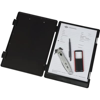 WEDO 575001 Porte-Bloc A4 avec Compartiment de Rangement pour Formulaires, Calculatrices, Etc. Pince Métallique Robuste et Porte-Stylo (Noir) - Publicité WEDO 575001 Porte-Bloc A4 avec Compartiment de Rangement pour Formulaires, Calculatrices, Etc. Pince Métallique Robuste et Porte-Stylo (Noir) - Publicité