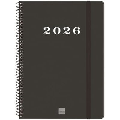 Finocam Basics My Agenda à spirale 2026 semainier horizontal de janvier à décembre (12 mois) avec élastique et couverture rigide à spirale Basics My Noir - Publicité Finocam Basics My Agenda à spirale 2026 semainier horizontal de janvier à décembre (12 mois) avec élastique et couverture rigide à spirale Basics My Noir - Publicité