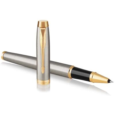 Parker IM stylo roller IM métal brossé pointe fine encre noir coffret cadeau - Publicité Parker IM stylo roller IM métal brossé pointe fine encre noir coffret cadeau - Publicité