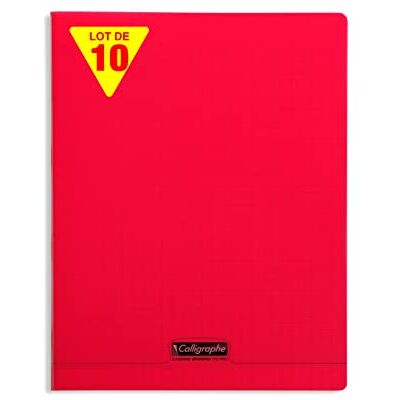 Calligraphe 18193C Un Paquet de 10 Cahiers Piqués (Gamme 8000 de Clairefontaine) 96 Pages 24X32 cm 90G Grands Carreaux, Couverture Polypro (Plastique), Rouge - Publicité Calligraphe 18193C Un Paquet de 10 Cahiers Piqués (Gamme 8000 de Clairefontaine) 96 Pages 24X32 cm 90G Grands Carreaux, Couverture Polypro (Plastique), Rouge - Publicité
