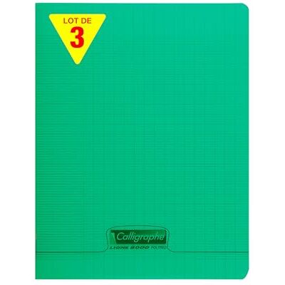 Calligraphe 18345Cpack Un lot de 3 Cahiers Agrafés Verts (une Marque de Clairefontaine) 17x22 cm 192 Pages Grands Carreaux Papier Blanc 90 g Couverture Polypro Transparent - Publicité Calligraphe 18345Cpack Un lot de 3 Cahiers Agrafés Verts (une Marque de Clairefontaine) 17x22 cm 192 Pages Grands Carreaux Papier Blanc 90 g Couverture Polypro Transparent - Publicité