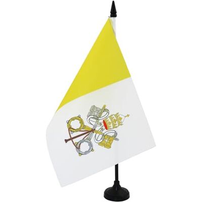 AZ FLAG Drapeau De Table Vatican 21x14 cm Petit Drapeau Vatican De Bureau 100% Polyester Avec Hampe De 25cm Et Socle En Plastique Noir - Publicité AZ FLAG Drapeau De Table Vatican 21x14 cm Petit Drapeau Vatican De Bureau 100% Polyester Avec Hampe De 25cm Et Socle En Plastique Noir - Publicité