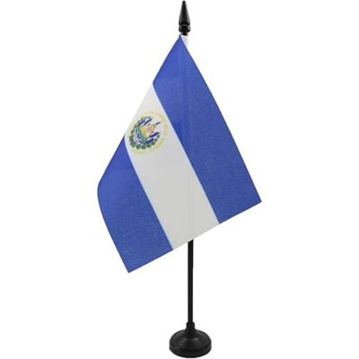AZ FLAG Drapeau De Table El Salvador 15x10 cm Mini Drapeau Salvadorien De Bureau 100% Polyester Avec Hampe De 25cm Et Socle En Plastique Noir - Publicité AZ FLAG Drapeau De Table El Salvador 15x10 cm Mini Drapeau Salvadorien De Bureau 100% Polyester Avec Hampe De 25cm Et Socle En Plastique Noir - Publicité