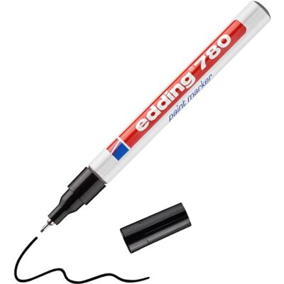 Edding 780 marqueur peinture noir 1 stylo pointe ronde,8 mm marqueur de peinture pour l'étiquetage du métal, verre, roche ou du plastique résistant à la chaleur, permanent et étanche - Publicité Edding 780 marqueur peinture noir 1 stylo pointe ronde,8 mm marqueur de peinture pour l'étiquetage du métal, verre, roche ou du plastique résistant à la chaleur, permanent et étanche - Publicité
