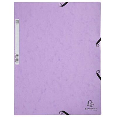 Exacompta Réf. 55535E 1 chemise à élastiques pochette 3 rabats en carte lustrée 400 g/m2 dimensions 24 x 32 cm pour documents au format A4 couleur mauve - Publicité Exacompta Réf. 55535E 1 chemise à élastiques pochette 3 rabats en carte lustrée 400 g/m2 dimensions 24 x 32 cm pour documents au format A4 couleur mauve - Publicité