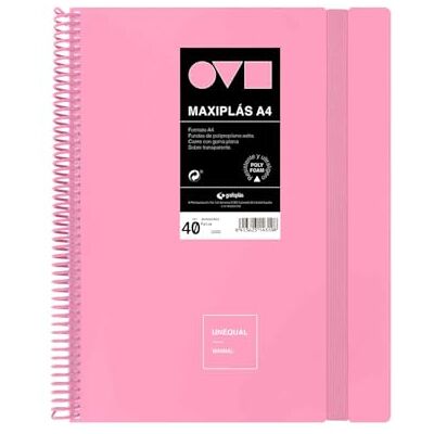 Grafoplás Grafoplas Classeur à pochettes en plastique A4, 40 doublures transparentes, couverture rigide en polyfoam, résistant et ultra léger, couleur rose, spirale PVC, idéal pour documents - Publicité Grafoplás Grafoplas Classeur à pochettes en plastique A4, 40 doublures transparentes, couverture rigide en polyfoam, résistant et ultra léger, couleur rose, spirale PVC, idéal pour documents - Publicité