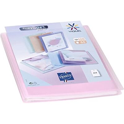 Viquel Protège documents personnalisable Reliure Format A4 Porte vues 120 Vues (60 pochettes) Propysoft Pochettes transparentes et lisses Rose translucide - Publicité Viquel Protège documents personnalisable Reliure Format A4 Porte vues 120 Vues (60 pochettes) Propysoft Pochettes transparentes et lisses Rose translucide - Publicité