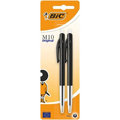 BIC M10 Original Stylos-Bille Rétractables Pointe Moyenne (1,0 mm) Noir, Blister de 2 - Publicité BIC M10 Original Stylos-Bille Rétractables Pointe Moyenne (1,0 mm) Noir, Blister de 2 - Publicité