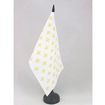 AZ FLAG Drapeau De Table Fleur de Lys Blanc et Or 21x14 cm Petit Drapeau Royal Français De Bureau 100% Polyester Avec Hampe De 25cm Et Socle En Plastique Noir - Publicité AZ FLAG Drapeau De Table Fleur de Lys Blanc et Or 21x14 cm Petit Drapeau Royal Français De Bureau 100% Polyester Avec Hampe De 25cm Et Socle En Plastique Noir - Publicité