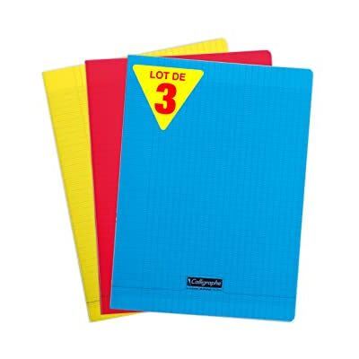 Calligraphe 183390AMZC Lot de 3 Cahiers Agrafés (une Marque de Clairefontaine) 24x32 cm 192 Pages Grands Carreaux Papier Blanc 90 g Couvertures Polypro Assorties (Bleu, Rouge et Jaune) - Publicité Calligraphe 183390AMZC Lot de 3 Cahiers Agrafés (une Marque de Clairefontaine) 24x32 cm 192 Pages Grands Carreaux Papier Blanc 90 g Couvertures Polypro Assorties (Bleu, Rouge et Jaune) - Publicité