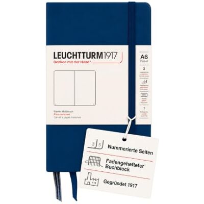 LEUCHTTURM1917 342920 Carnet Pocket A6 185 pages numérotées Bleu marine - Publicité LEUCHTTURM1917 342920 Carnet Pocket A6 185 pages numérotées Bleu marine - Publicité