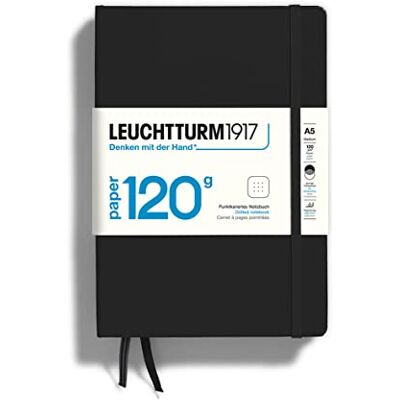 LEUCHTTURM1917 363533 Carnet 120 g/m² Paper Edition, couverture rigide, Medium (A5), Noir, pointillés - Publicité LEUCHTTURM1917 363533 Carnet 120 g/m² Paper Edition, couverture rigide, Medium (A5), Noir, pointillés - Publicité