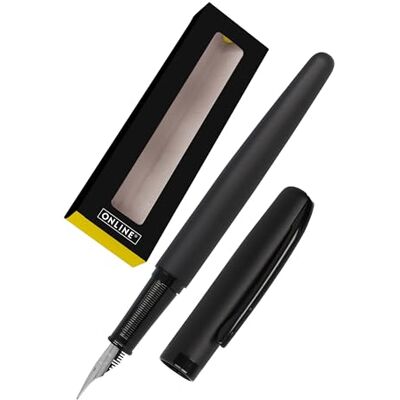 Online Eleganza Stylo plume I Métal I Couleur: noir I Plume M I Clip métallique I avec cartouche d'encre couleur bleue I Stylo plume pour cartouches d'encre standard avec emballage cadeau - Publicité Online Eleganza Stylo plume I Métal I Couleur: noir I Plume M I Clip métallique I avec cartouche d'encre couleur bleue I Stylo plume pour cartouches d'encre standard avec emballage cadeau - Publicité