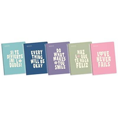 Miquelrius Pack 5 Carnets Messages A4, Grille 5x5mm, 80 Feuilles de 90 g/m², 1 Bande Couleur, Spirale Microperforée, Couverture Rigide, Format 210 x 297 mm et 4 Trous pour 4 anneaux - Publicité Miquelrius Pack 5 Carnets Messages A4, Grille 5x5mm, 80 Feuilles de 90 g/m², 1 Bande Couleur, Spirale Microperforée, Couverture Rigide, Format 210 x 297 mm et 4 Trous pour 4 anneaux - Publicité
