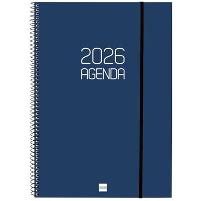 Finocam Agenda à spirale 2026 semainier horizontal de janvier à décembre (12 mois) Agenda A4 annuel 2026 avec élastique, couverture en polypropylène à spirale opaque, bleu catalan - Publicité Finocam Agenda à spirale 2026 semainier horizontal de janvier à décembre (12 mois) Agenda A4 annuel 2026 avec élastique, couverture en polypropylène à spirale opaque, bleu catalan - Publicité
