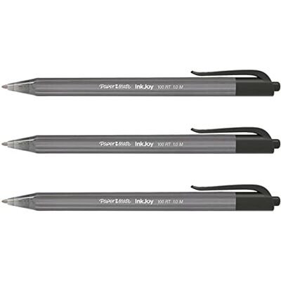 Paper Mate PAPER:MATE Lot de 3 Stylos à bille rétractable InkJoy 100 RT Pte Moyenne Noir - Publicité Paper Mate PAPER:MATE Lot de 3 Stylos à bille rétractable InkJoy 100 RT Pte Moyenne Noir - Publicité