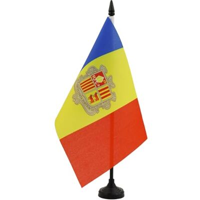 AZ FLAG Drapeau De Table Andorre 21x14 cm Petit Drapeau Andorran De Bureau 100% Polyester Avec Hampe De 25cm Et Socle En Plastique Noir - Publicité AZ FLAG Drapeau De Table Andorre 21x14 cm Petit Drapeau Andorran De Bureau 100% Polyester Avec Hampe De 25cm Et Socle En Plastique Noir - Publicité