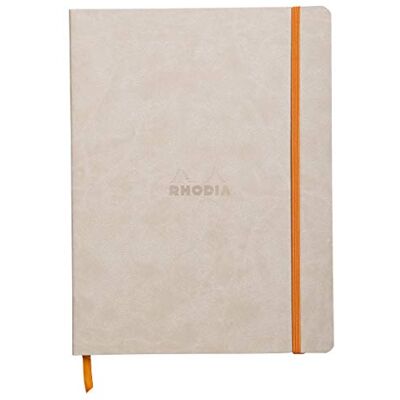 Rhodia 117555C Cahier Souple Beige 19 x 25 cm Pointillés Dot 160 pagesages Papier Clairefontaine Ivoire 90 g/m² Marque-Page, Fermeture Élastique Couverture Simili Cuir - Publicité Rhodia 117555C Cahier Souple Beige 19 x 25 cm Pointillés Dot 160 pagesages Papier Clairefontaine Ivoire 90 g/m² Marque-Page, Fermeture Élastique Couverture Simili Cuir - Publicité