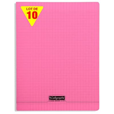 Calligraphe 18181C Un Paquet de 10 Cahiers Piqués (Gamme 8000 de Clairefontaine) 96 Pages 24X32 cm 90G Grands Carreaux, Couverture Polypro (Plastique), Rose - Publicité Calligraphe 18181C Un Paquet de 10 Cahiers Piqués (Gamme 8000 de Clairefontaine) 96 Pages 24X32 cm 90G Grands Carreaux, Couverture Polypro (Plastique), Rose - Publicité