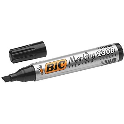 BIC Lot de 3 Marqueurs Permanent MARKING 2300 Pte Biseau Large Noir - Publicité BIC Lot de 3 Marqueurs Permanent MARKING 2300 Pte Biseau Large Noir - Publicité