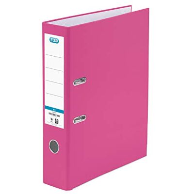 Elba Classeur à levier carton doublé PVC avec dos 80 mm, rose - Publicité Elba Classeur à levier carton doublé PVC avec dos 80 mm, rose - Publicité