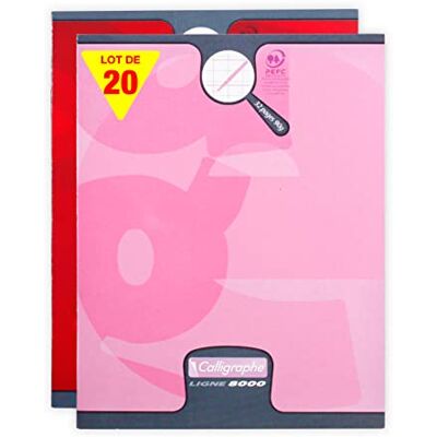 Calligraphe 108707C Un Lot de 20 Cahiers Agrafés (une Marque de Clairefontaine) 17x22cm 32 Pages Double Ligne 2 mm Interligne Verticale Papier 90g Couverture Carte Offset Couleurs Aléatoires - Publicité Calligraphe 108707C Un Lot de 20 Cahiers Agrafés (une Marque de Clairefontaine) 17x22cm 32 Pages Double Ligne 2 mm Interligne Verticale Papier 90g Couverture Carte Offset Couleurs Aléatoires - Publicité