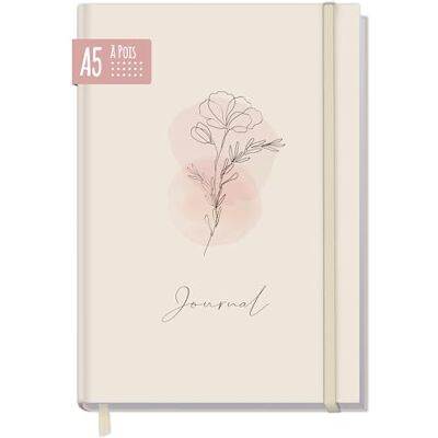 Häfft paper&you® Journal A5 dotted Carnet à points "Dainty Flower" 156 pages numérotées à points, élastique et ruban marque-page , faire des croquis, faire des liste - Publicité Häfft paper&you® Journal A5 dotted Carnet à points "Dainty Flower" 156 pages numérotées à points, élastique et ruban marque-page , faire des croquis, faire des liste - Publicité