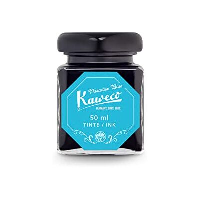 Kaweco Verre d'encre de 50 ml Bleu Paradise Blue Encre de qualité supérieure pour stylo dans le réservoir d'encre Végétalien sans cruauté envers les animaux et soluble dans l'eau Encre - Publicité Kaweco Verre d'encre de 50 ml Bleu Paradise Blue Encre de qualité supérieure pour stylo dans le réservoir d'encre Végétalien sans cruauté envers les animaux et soluble dans l'eau Encre - Publicité