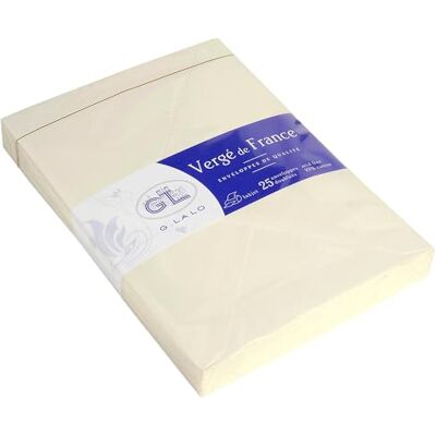 Clairefontaine G. Lalo 20816L Un Paquet de 25 Grandes Enveloppes en Papier Vergé Ivoire 100g Doublées Fermeture Gommée Vergé de France, Ivoire - Publicité Clairefontaine G. Lalo 20816L Un Paquet de 25 Grandes Enveloppes en Papier Vergé Ivoire 100g Doublées Fermeture Gommée Vergé de France, Ivoire - Publicité