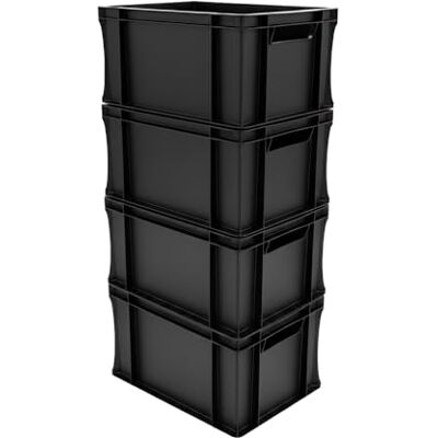 Box and beyond Lot 4 Bacs Gerbables 40 x 30 x 22 cm 20L Charge 20 kg Plastique Noir Stockage, Rangement, Outils, Bricolage Résistant Réutilisable Garage, Cave, Buanderie - Publicité Box and beyond Lot 4 Bacs Gerbables 40 x 30 x 22 cm 20L Charge 20 kg Plastique Noir Stockage, Rangement, Outils, Bricolage Résistant Réutilisable Garage, Cave, Buanderie - Publicité