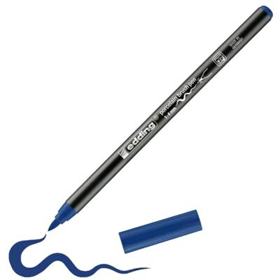 Edding 4200 Feutre pointe pinceau pour porcelaine bleu acier 1 stylo pointe pinceau 1-4mm pour peindre et décorer la céramique, porcelaine va au lave-vaisselle, encre opaque, séchage rapide - Publicité Edding 4200 Feutre pointe pinceau pour porcelaine bleu acier 1 stylo pointe pinceau 1-4mm pour peindre et décorer la céramique, porcelaine va au lave-vaisselle, encre opaque, séchage rapide - Publicité