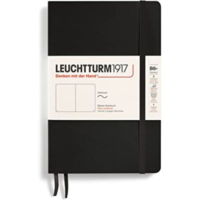 LEUCHTTURM1917 358292 Carnet Paperback (B6+), couverture souple, 123 pages numérotées, blanc, noir - Publicité LEUCHTTURM1917 358292 Carnet Paperback (B6+), couverture souple, 123 pages numérotées, blanc, noir - Publicité