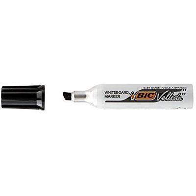 BIC Lot de 12 Marqueur effaçable à sec tableaux blancs corps métal pointe biseau encre cétone noire VELLEDA 1781 - Publicité BIC Lot de 12 Marqueur effaçable à sec tableaux blancs corps métal pointe biseau encre cétone noire VELLEDA 1781 - Publicité