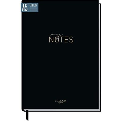 Häfft Trendstuff by ® Carnet de notes A5 ligné "Black Edition" Journal intime, livre d'idées, cahier d'écriture, 124 pages avec des lignes, couverture flexo mais résistante - Publicité Häfft Trendstuff by ® Carnet de notes A5 ligné "Black Edition" Journal intime, livre d'idées, cahier d'écriture, 124 pages avec des lignes, couverture flexo mais résistante - Publicité