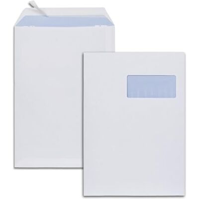GPV Bte 250 Pochettes d'expédition blanches C4 à fenêtre 110x50mm Avec Bandes - Publicité GPV Bte 250 Pochettes d'expédition blanches C4 à fenêtre 110x50mm Avec Bandes - Publicité