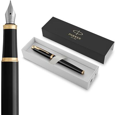 Parker IM stylo plume laque noire avec attributs or pointe fine coffret cadeau - Publicité Parker IM stylo plume laque noire avec attributs or pointe fine coffret cadeau - Publicité